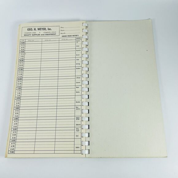 Salon Appointment Book Schedule Reservation VTG Beauty Shop Decor Geo H Weyer - Picture 9 of 10
